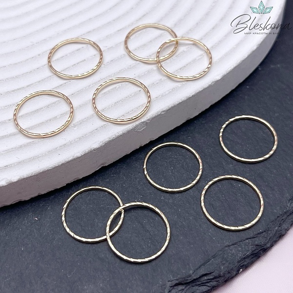 16 мм Цвет золото, Подвеска Кольцо рифленое уп. 5 шт