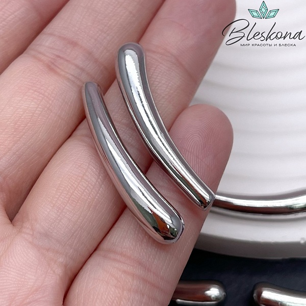 34*6 мм Бусина трубочка, Цвет серебро 