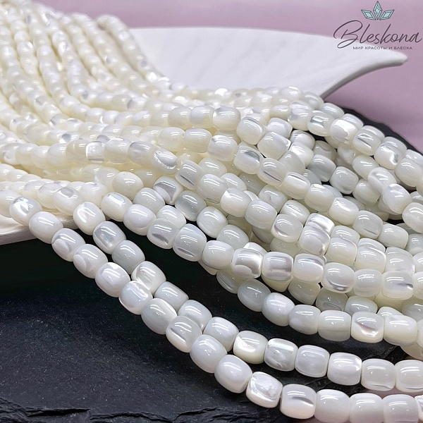 Перламутр белый бочата 8*7,5 мм 