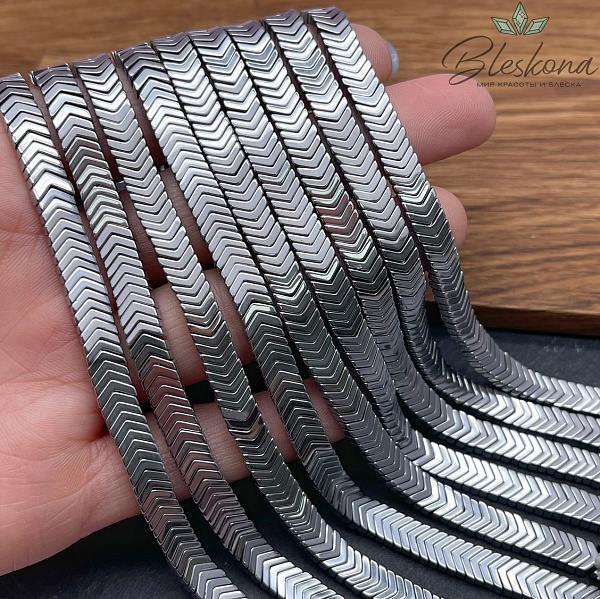 6*3мм Гематин имитация, цвет темное серебро, стрелки