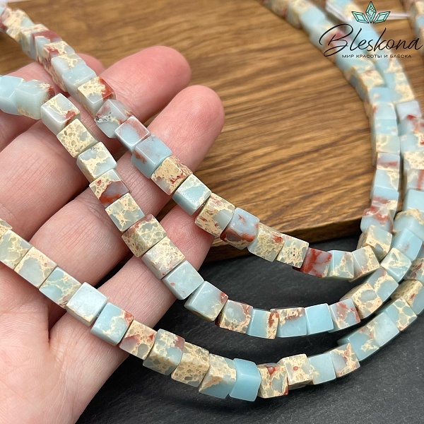 Варисцит голубой куб имитация 6мм