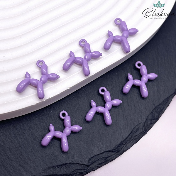 14*18 мм, Подвеска пудель фиолетовая эмаль