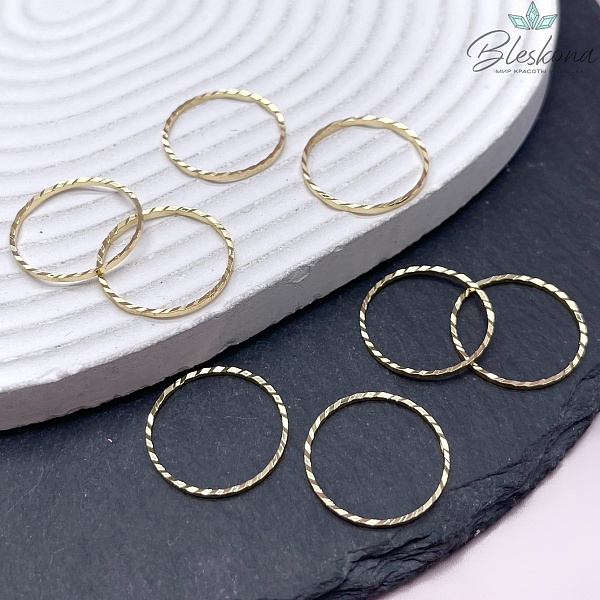 Ø20мм, Цвет золото, Подвеска Кольцо рифленое