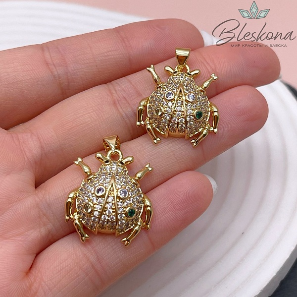 23*21 мм Цвет золото, Подвеска Жук цирконы микс