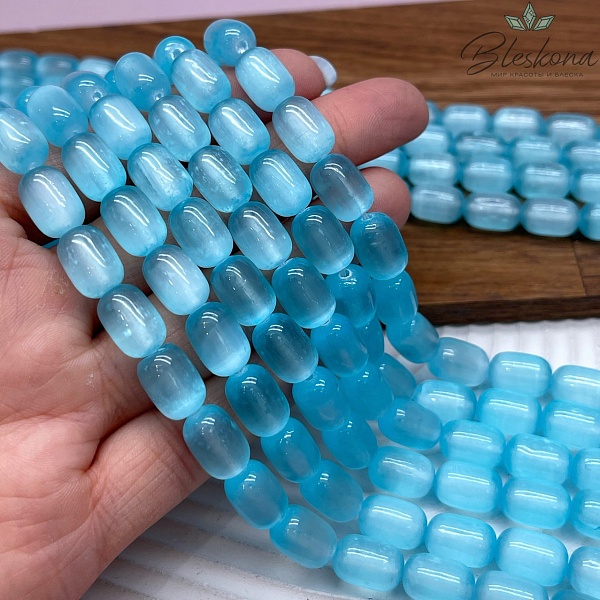 Селенит голубой (тонированный) бочата 12*8 мм 