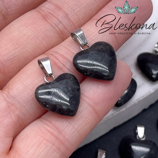 16*15 мм Цвет серебро, Подвеска Сердце Лабрадорит №1