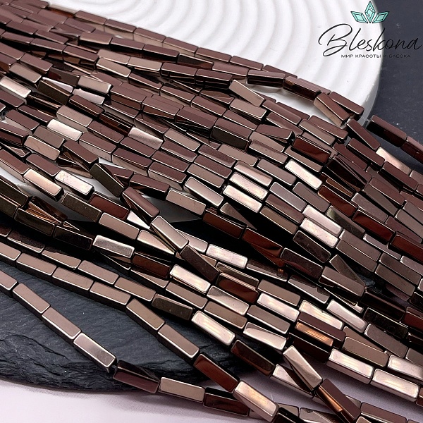 9*3 мм Гематин имитация, коричневый (шоколадный), прямоугольник 