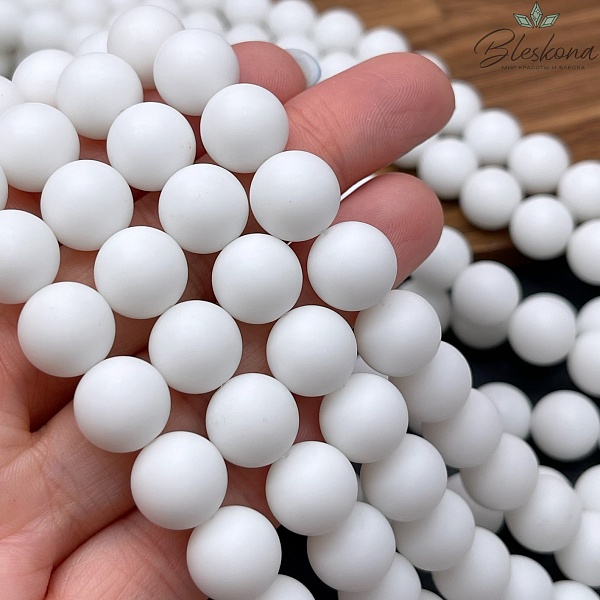 12 мм Агат Белый матовый (имитация) 