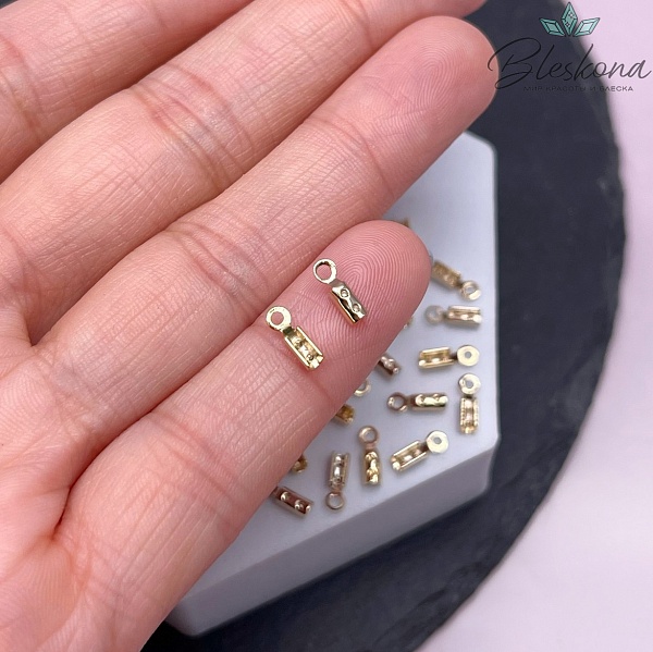 7,5*2,5 мм Цвет золото, Зажим-Концевик для шнура точки