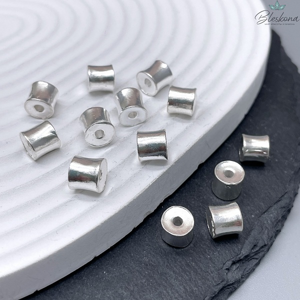 6,6*7,5мм Бусина Цилиндр посеребрение