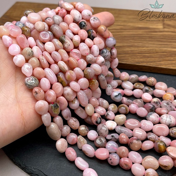 Опал розовый галтовка 9-11 мм