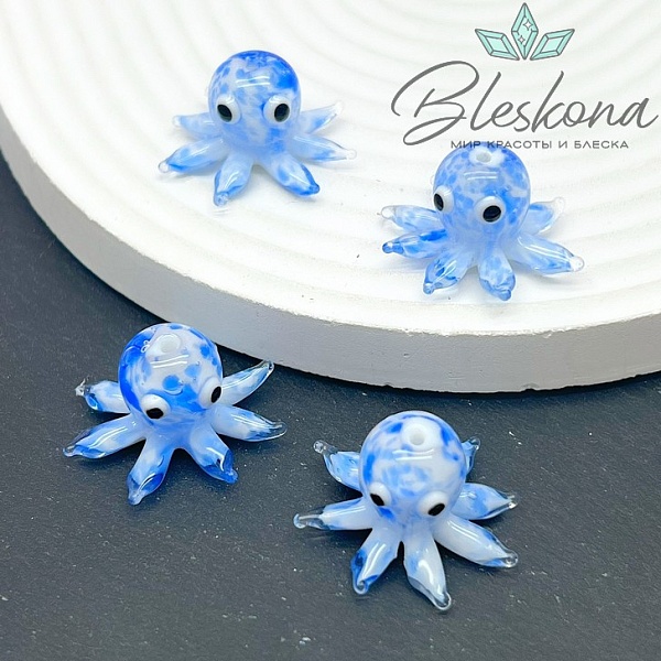 15,5*22 мм  Бусина осьминог синий