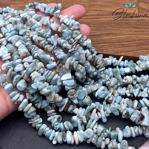 Крошка Ларимар ширина бусин ~ 6-10 мм