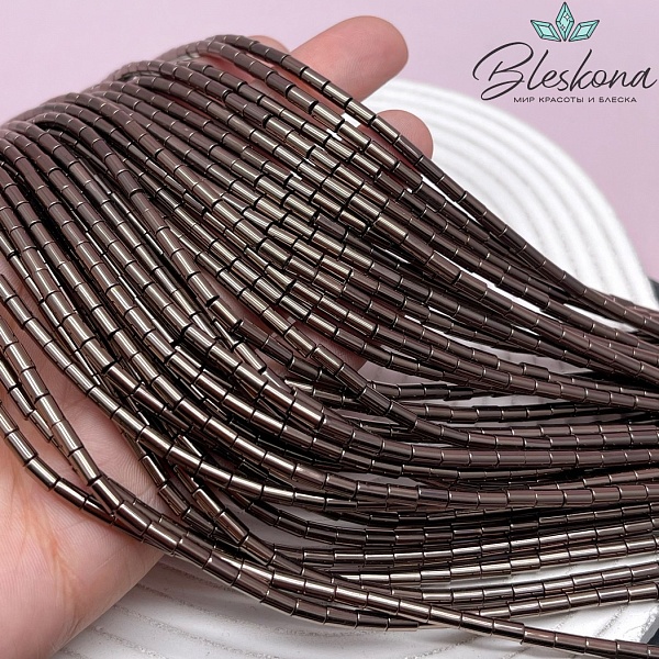 5*3 мм Гематин имитация, цвет коричневый (шоколадный) трубочки №1