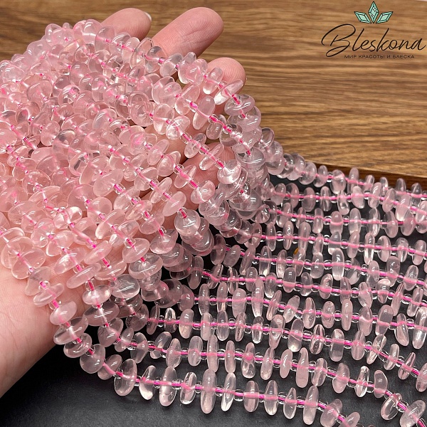 Розовый кварц сколы шлифованные (2-4)*(8-11) мм