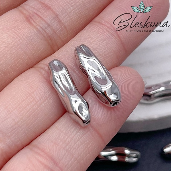 19*6 мм Цвет серебро, Бусина фриформ