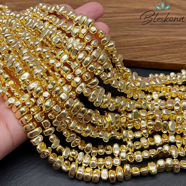 8,5-9 мм Гематин сколы шлифованные, светлое золото, имитация