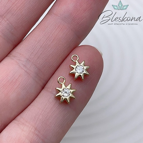 9*7 мм Цвет золото, Подвеска звезда мини циркон