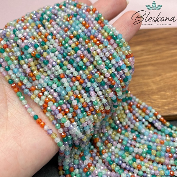 Циркон Glow микс огранка №3 3 мм (кубический цирконий, фианит) 