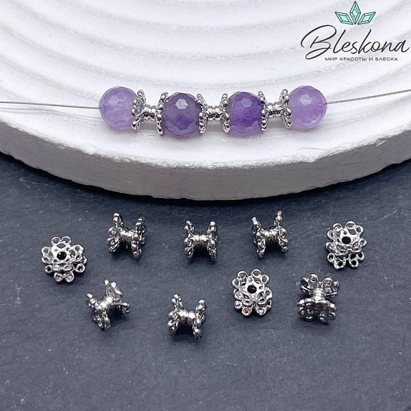 4,8*6 мм, цвет серебро, Бусина - разделитель