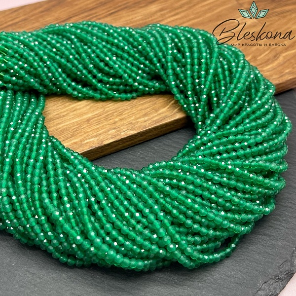 Халцедон зеленый алмазная огранка 3 мм