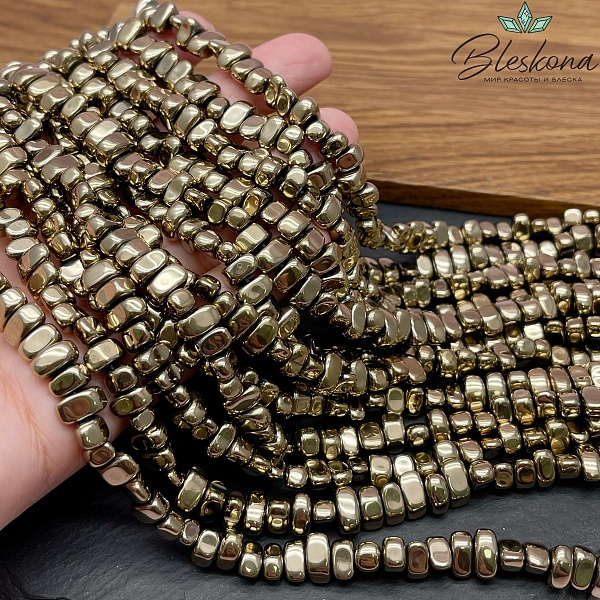 6,5-9 мм Гематин сколы шлифованные, темное золото №1