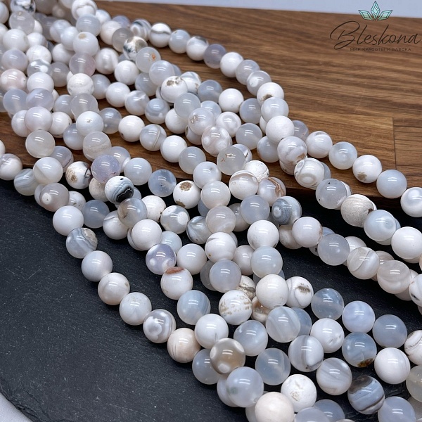 Агат белый с узором 10 мм