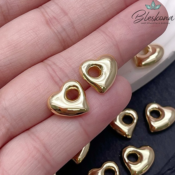 12,5 мм Цвет золото, Подвеска сердце-бублик объемный