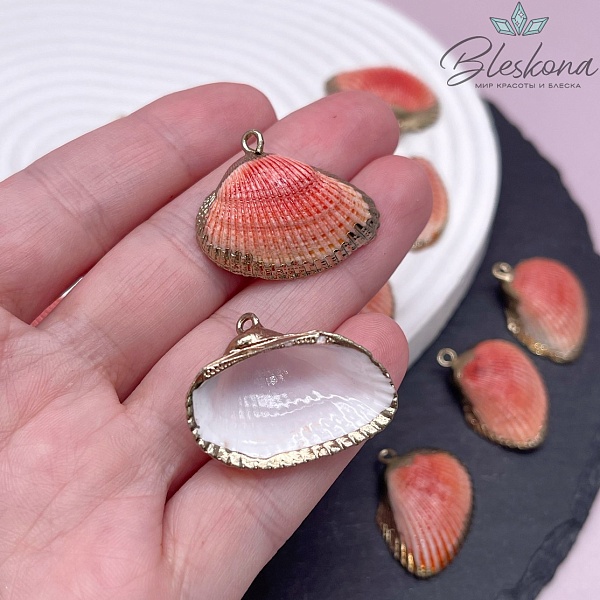 (22-23)*(24-26) мм, Цвет золото, Подвеска Ракушка коралловая