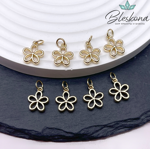 12*10 мм, Цвет золото, Подвеска Цветок контур 