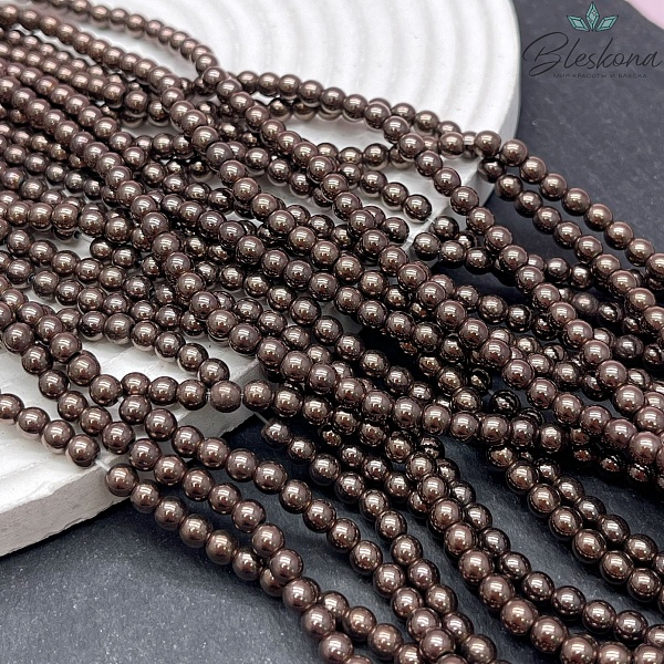 4 мм Гематин имитация, цвет коричневый  (шоколадный)