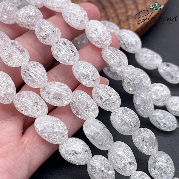 11-12 мм Горный хрусталь галтовка (с эффектом снежного кварца)
