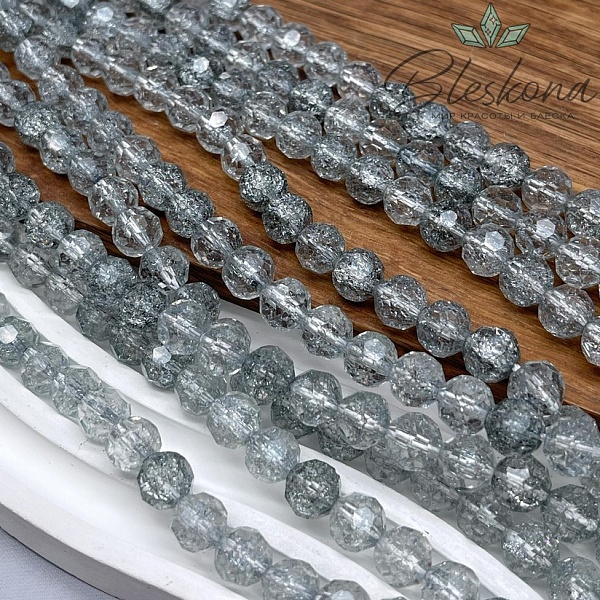 Кварц снежный огранка светло- серая (имитация) 8 мм