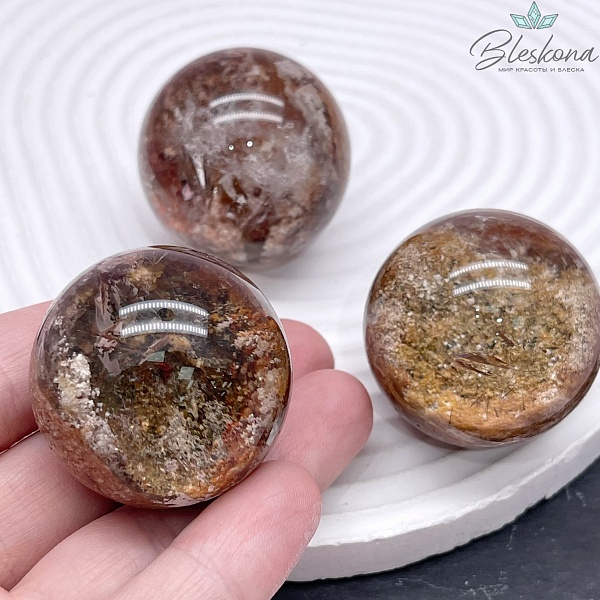 Яшма с вкючениями мохового Агата, Горный хрусталь шар 35 мм