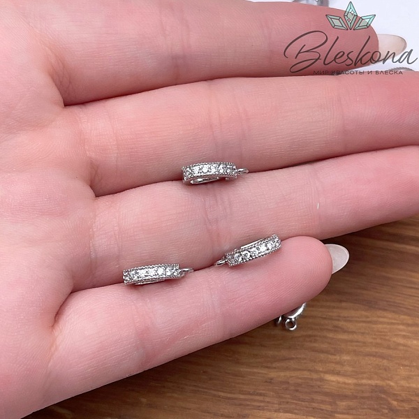 12*2,5 мм Цвет серебро, Бейл съемный овал цирконы 