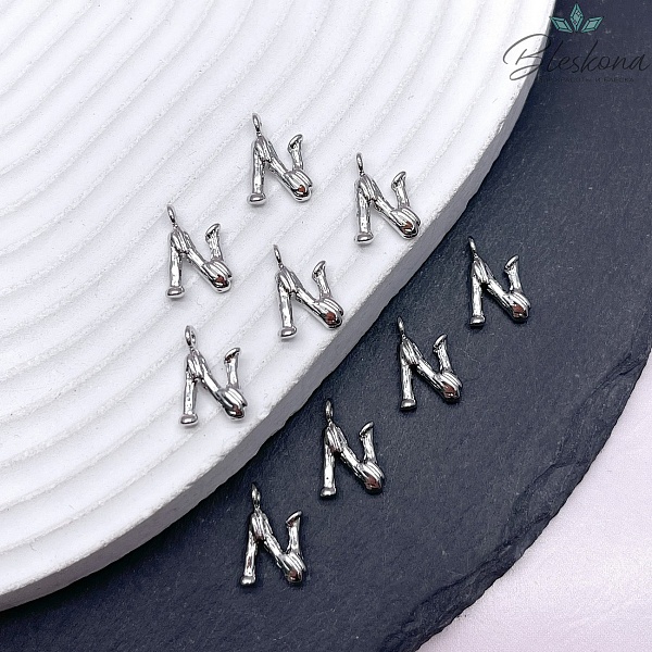 12 мм Цвет серебро, Буквы веточки N 