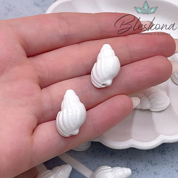 13*21 мм Керамика Бусина ракушка белая