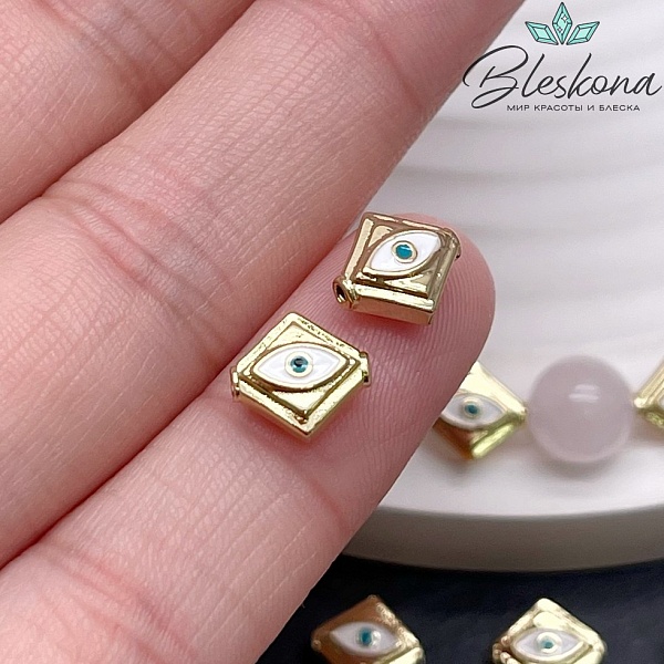 8,5*8 мм Цвет золото, Бусина ромб глаз эмаль