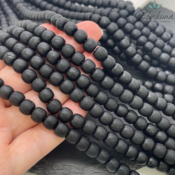 Агат черный бочата в термической обработке 6*7,5 мм