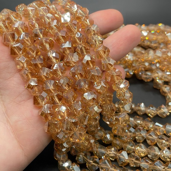 9,5 мм Стекло Lux, многоугольник, цвет персиковый