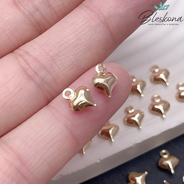 8,5*6,5 мм Цвет золото, Подвеска сердце мини пухлое