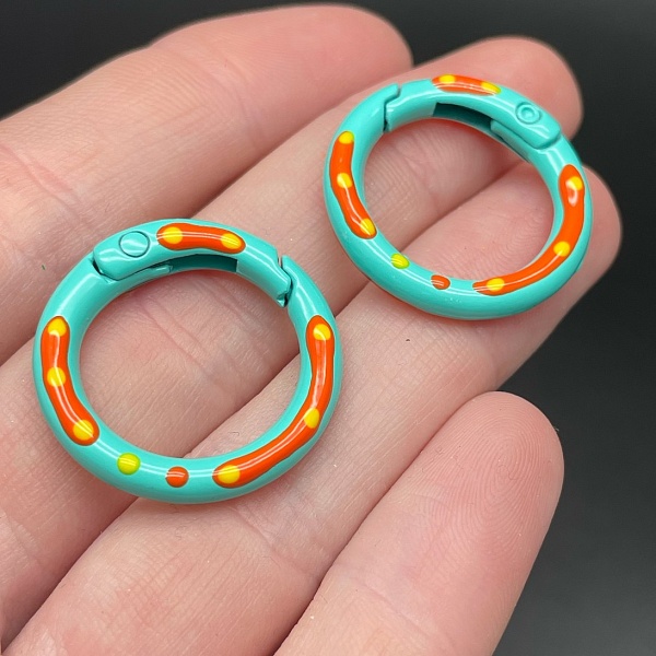 25мм , Замок круг разводы бирюзовая эмаль