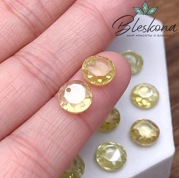 8 мм, Подвеска Циркон круг желтый (кубический цирконий, фианит) 