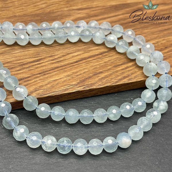 ⌀8мм Аквамарин шар огранка №2
