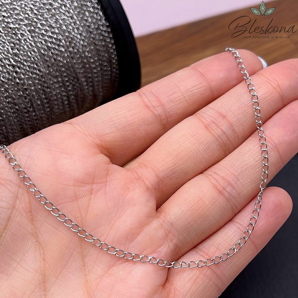 Цепь №С26 Цвет серебро 3*2 мм Сталь