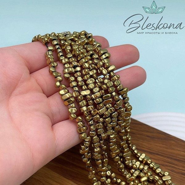 4,5-6мм Гематин сколы шлифованные, темное золото № 2, имитация УЦЕНКА