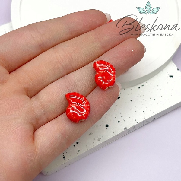 15*12 мм Бусина Аммонит, керамика цвет розовый