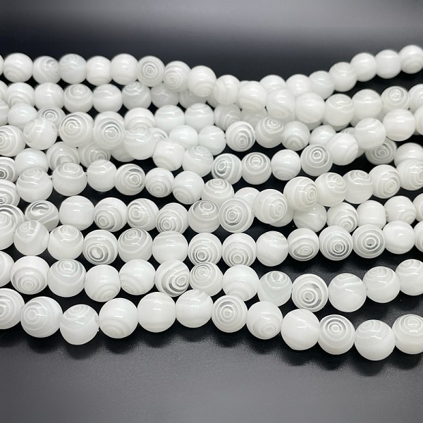 Муранское стекло белое спираль 8мм