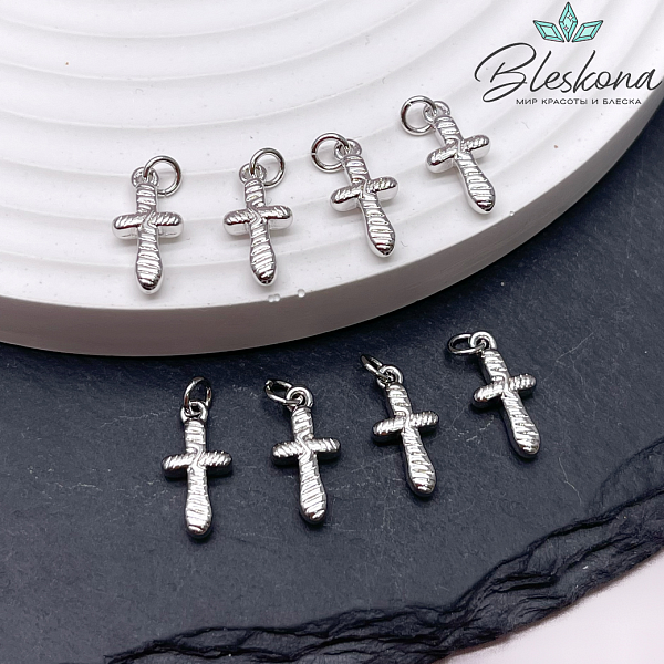 14*7 мм Цвет серебро, Подвеска Крест полосы