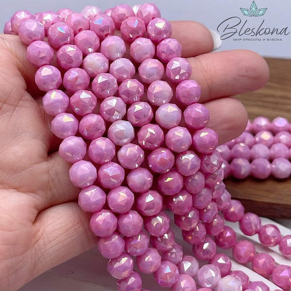 Стекло Lux  розовое огранка острая 8 мм